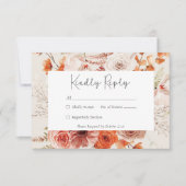 Boho Burnt Orange Fall Floral Monogram Beige RSVP Karte (Vorderseite)