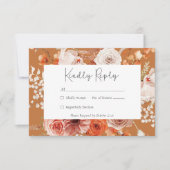 Boho Burnt Orange Fall Floral Monogramm Rust RSVP Karte (Vorderseite)