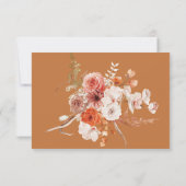 Boho Burnt Orange Fall Floral Monogramm Rust RSVP Karte (Rückseite)