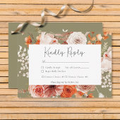 Boho Burnt Orange Fall Floral Monogramm Sage RSVP Karte