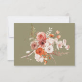 Boho Burnt Orange Fall Floral Monogramm Sage RSVP Karte (Rückseite)
