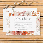 Boho Burnt Orange Fall Floral Monogramm weiß RSVP Karte
