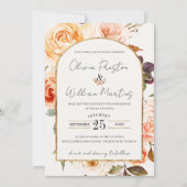 Boho Burnt Orange Floral Arch QR Code UAWG Wedding Einladung (Vorderseite)