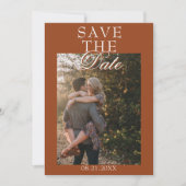 Boho Burnt Orange Floral Botanical Photo Wedding Save The Date (Vorderseite)