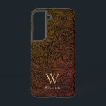 Boho Burnt Orange Floral Gold Monogram Name Samsung Galaxy Hülle<br><div class="desc">Boho Burnt Orange Floral Gold Monogram Name Phone Case. Monogram is an elegant gold serif font and your name is a white sans serif font.</div>