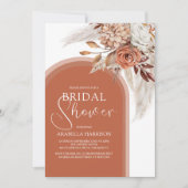 Boho Burnt Orange Floral & Pampas Brautparty in Einladung (Vorderseite)