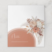 Boho Burnt Orange Floral & Pampas Grass Wedding Platzkarte (Außenseite Aufgefaltet)