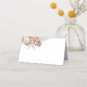 Boho Burnt Orange Floral & Pampas Grass Wedding Platzkarte (Rückseite)