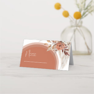 Boho Burnt Orange Floral & Pampas Grass Wedding Platzkarte