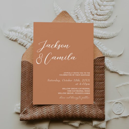 Boho Burnt Orange Foto Wedding Einladung