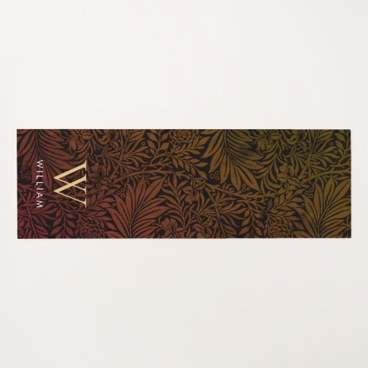 Boho Burnt Orange Gold Monogram Name Yogamatte (Rückseite (Horizontal))