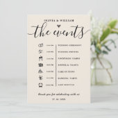 Boho Burnt Orange Hochzeitsablaufprogramm Einladung (Stehend Vorderseite)