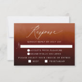 Boho Burnt Orange Ombre Meal Option RSVP Card (Vorderseite)