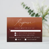 Boho Burnt Orange Ombre Meal Option RSVP Card Karte (Stehend Vorderseite)