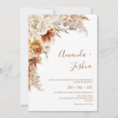 Boho Burnt Orange Pampas Grass Wedding Einladung (Vorderseite)