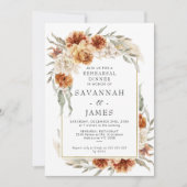 Boho Burnt Orange Probe Abendessen Einladung (Vorderseite)