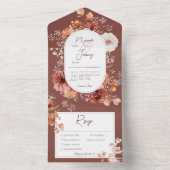 Boho Burnt Orange Rust Fall Drei Abendessen mit Fl All In One Einladung (Innen Boden)