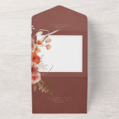 Boho Burnt Orange Rust Fall Floral 3 Abendessen All In One Einladung (Außenbereich)