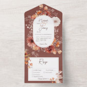 Boho Burnt Orange Rust Fall Floral 3 Abendessen All In One Einladung (Innen Boden)