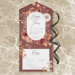 Boho Burnt Orange Rust Herbst Blumen 3 Abendessen All In One Einladung