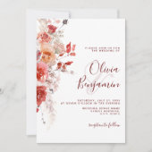 Boho Burnt Orange Rust Red Floral Pampas Wedding Einladung (Vorderseite)