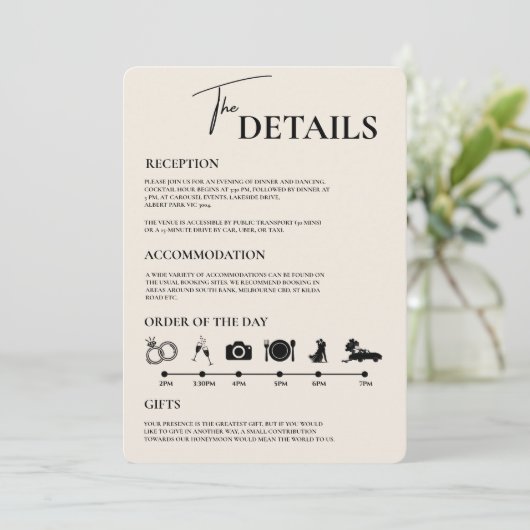 Boho Burnt Orange Rustic Wedding Order of Events Einladung (Stehend Vorderseite)