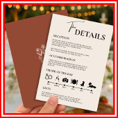 Boho Burnt Orange Rustic Wedding Order of Events Einladung