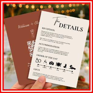Boho Burnt Orange Rustic Wedding Order of Events Einladung