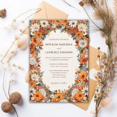 Boho Burnt Orange Sage Floral Foto Hochzeit im Her Einladung