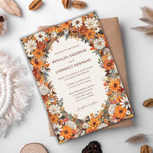 Boho Burnt Orange Sage Floral Foto Hochzeit im Her Einladung