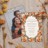 Boho Burnt Orange Sage Floral Foto Hochzeit im Her Einladung