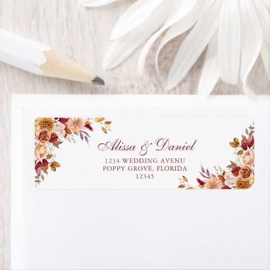 Boho Burnt Orange Terracotta Floral Address (Insitu)