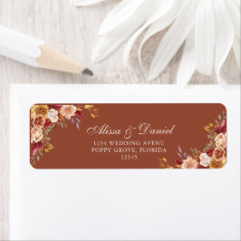 Boho Burnt Orange Terracotta Floral Address