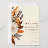 Boho Burnt Orange Terracotta Floral Wedding Einladung (Vorderseite)