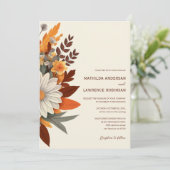 Boho Burnt Orange Terracotta Floral Wedding Einladung (Stehend Vorderseite)