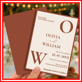 Boho Burnt Orange Terracotta Rustikale Hochzeit Einladung