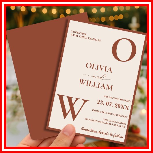 Boho Burnt Orange Terracotta Rustikale Hochzeit Einladung