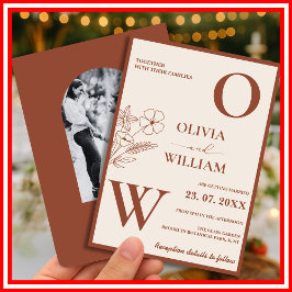 Boho Burnt Orange Terracotta Rustikale Hochzeit Einladung