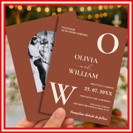 Boho Burnt Orange Terracotta Rustikales Foto Hochz Einladung