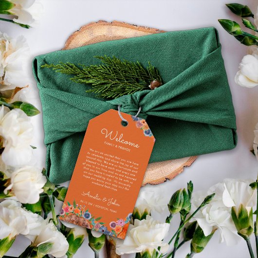 Boho Burnt Orange Wedding Begrüßungsbeutel Geschenkanhänger