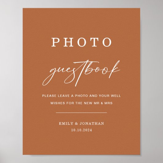 Boho Burnt Orange Wedding Foto Gästebuch (Vorne)