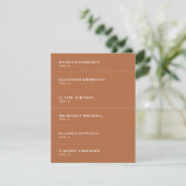 Boho Burnt Orange Wedding Place Name Card Einladung (Stehend Vorderseite)