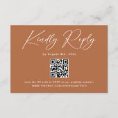 Boho Burnt Orange Wedding RSVP QR Code Begleitkarte (Vorderseite)