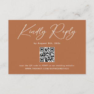 Boho Burnt Orange Wedding RSVP QR Code Begleitkarte