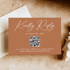 Boho Burnt Orange Wedding RSVP QR Code Begleitkarte