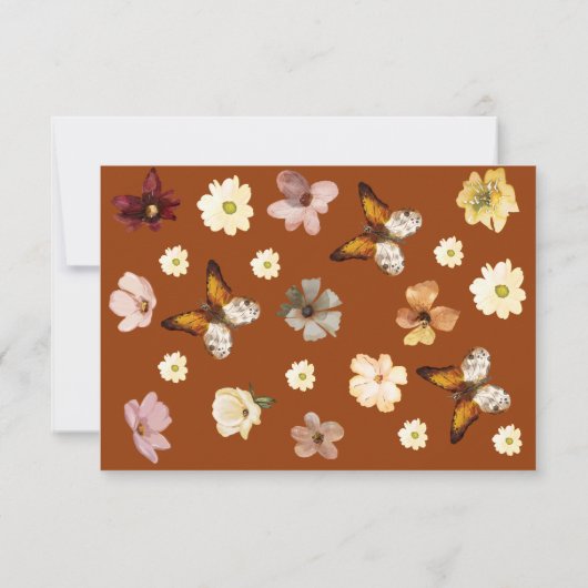 Boho Burnt Orange Wildblume RSVP Karte (Rückseite)