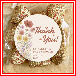 Boho Burnt Orange Wildblume Runder Aufkleber
