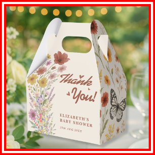 Boho Burnt Orange Wildblumen-Schmetterling Geschenkschachtel