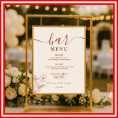 Boho Burnt Orange Wildblumen Wedding Bar Menu Poster