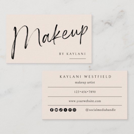 Boho-Bürsten-Makeup-Geschäftskarte-Schönheitskünst Visitenkarte (Vorne/Hinten)
